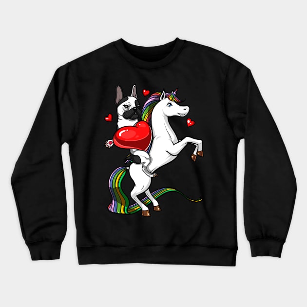 French Bulldog Riding Unicorn Crewneck Sweatshirt by underheaven